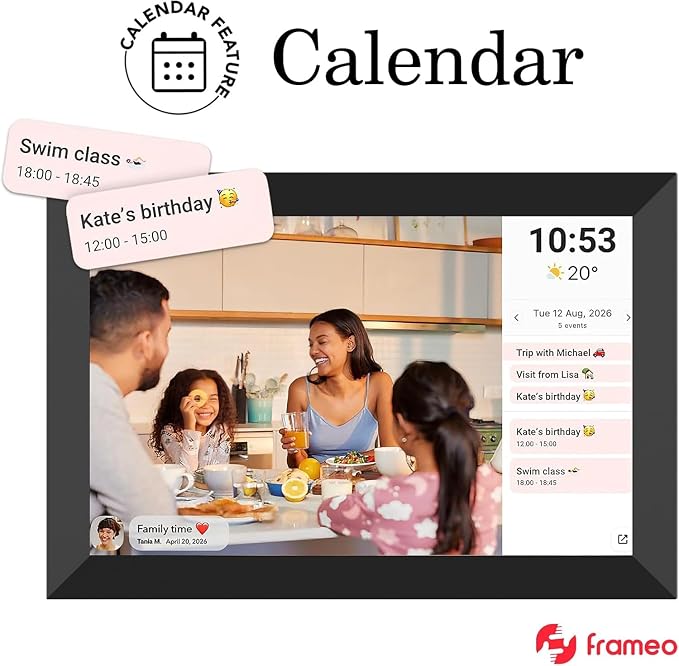 XElectron 32GB FRAMEO 10.1 Inch Smart WiFi Digital Picture Frame 1280x800 IPS Touch Screen, Auto-Rotate Portrait and Landscape, Built in Memory, Share Moments Instantly via Frameo App from Anywhere