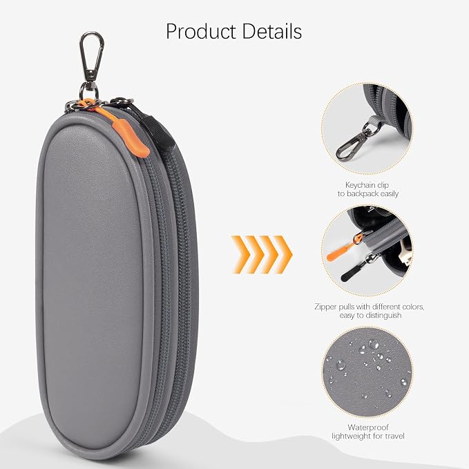 Double Eyeglasses Case Soft Portable Zipper Sunglasses Pouch with Keychain Clip for Men Women
