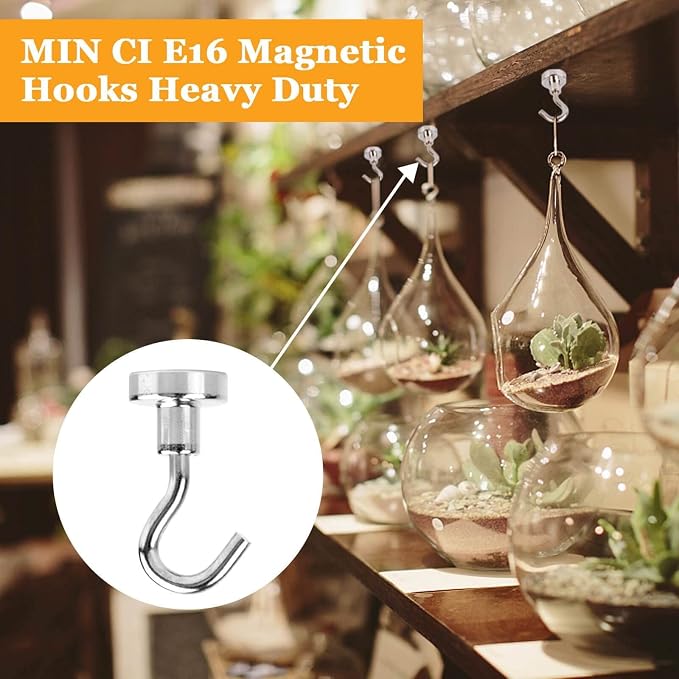 20Pack Magnetic Hooks, 35lb+ Strong Magnetic Hooks Heavy Duty Rare Earth Neodymium Magnets with Hooks for Hanging, Heavy Duty Hooks Magnetic for Cruise Cabins Camping Kitchen Fridge Classroom Office