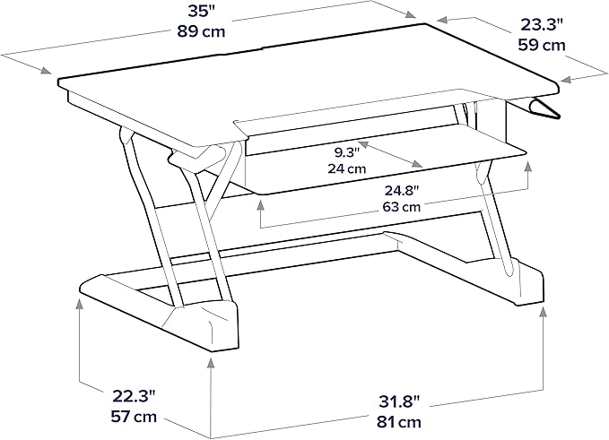 Ergotron – WorkFit-T Standing Desk Converter, Dual Monitor Sit Stand Desk Riser for Tabletops – 35 Inch Width, Black