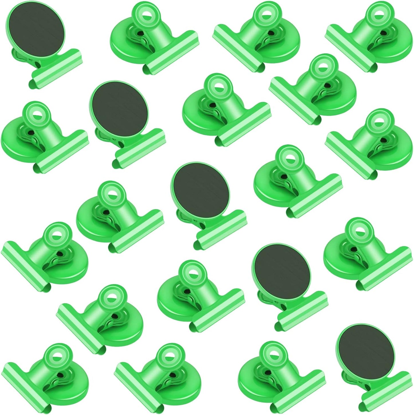 VNDUEEY 20 Pack Magnetic Paper Clip Dispenser Holder, Paperclip Dispenser for Desk, School, Office, Fridge Magnets Refrigerator Magnets, Magnet Clips for Whiteboard Locker (Green) ﻿