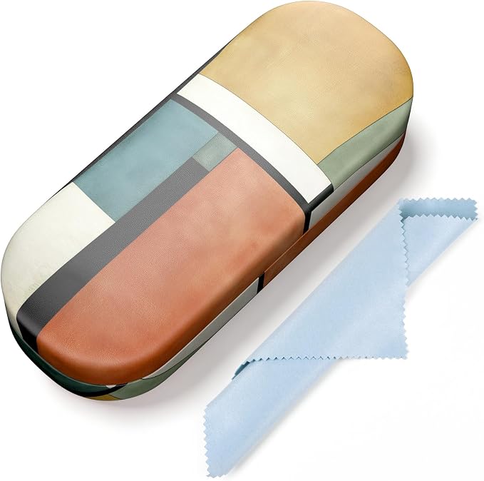 Hard Shell Leather Sunglasses Case,Classic Fashionable Cute Large Glasses Case for Women Men,Sunglass Eyeglasses