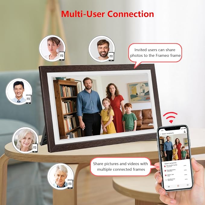 21.5" Large Frameo Digital Photo Frame, 32GB WiFi Digital Picture Frame with 1920x1080 FHD IPS Touch Screen, USB Drive/SD Card, Wall Mountable Auto-Rotate, Easy Share Photos/Videos from Anywhere
