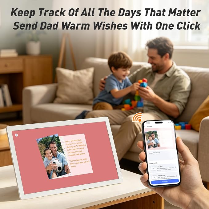 24" Digital Calendar Electronic-eCalendar WhiteBoard-Meal-Planner - Touchcreen Picture-Frame Display, Chore Chart, No Subscription, Star Reward, Auto-Sync Online via App, Wall Mount, Gifts for Mom