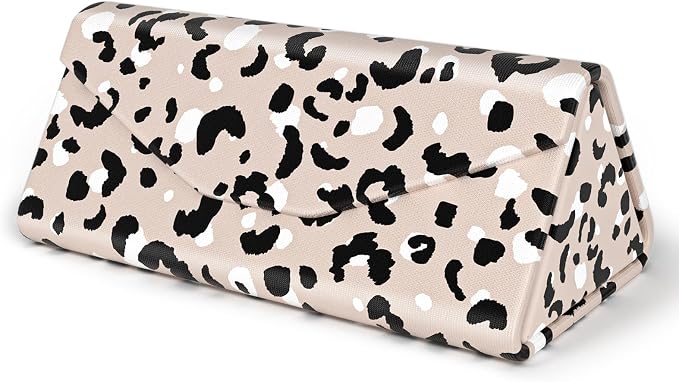 Sunglasses Case, Foldable Glasses Case, Magnetic PU Leather Hard Shell Folding Eyeglass Holder Box, Collapsible Unisex