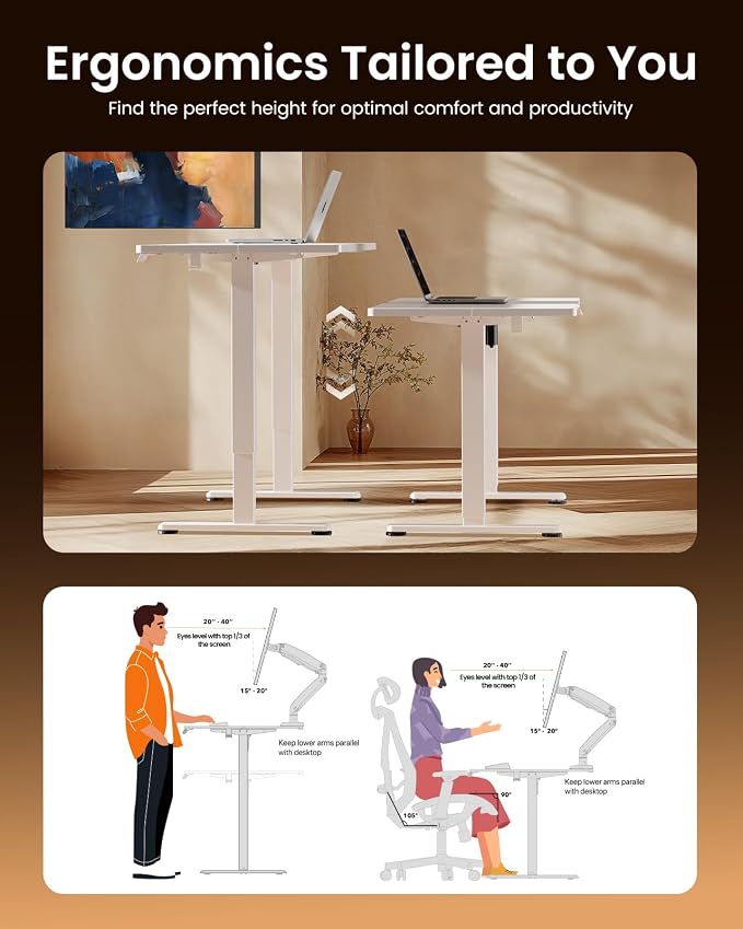 ErGear Height Adjustable Electric Standing Desk, 32 x 19 Inches Sit Stand up Desk with Memory Presets, Computer Home Office Desk, White