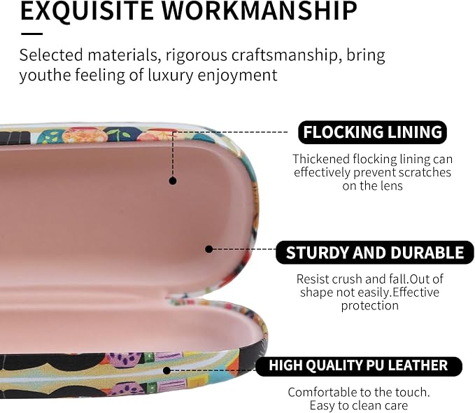 PERFECTSIGHT Hard Shell Eyeglasses Case, Kawaii Protective Glasses Case for Kids, Cute Eyeglass Case for Women Men Girls