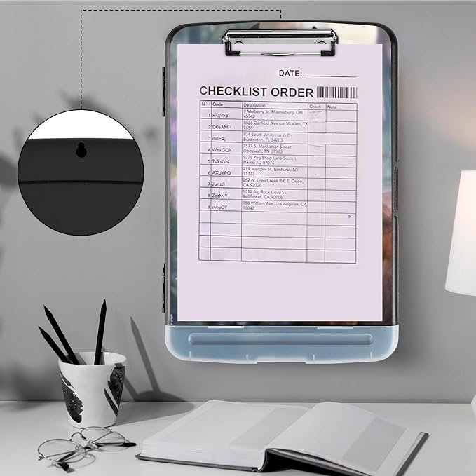 Clipboard with Storage,Storage Clipboard with Pen Holder,Heavy Duty Plastic Storage Clipboard with Low Profile Clip,Teacher Must Haves,Clipboard Folder,Office Supplies,Beautiful Brown Horse