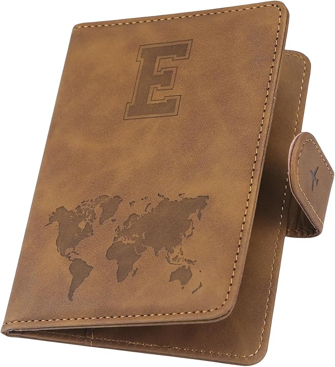ILIYAH-Passport Cover-Passport Holder Travel Wallet-RFID Blocking Passport Case Travel Accessories Card Holder Wallet Unisex Travel Gifts (Brown E)