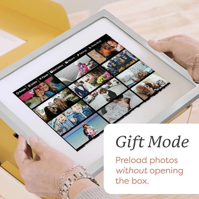 Skylight Digital Picture Frame - WiFi Enabled with Load from Phone Capability, Touch Screen Digital Photo Frame Display - Customizable Gift for Friends and Family - 10 Inch Silver