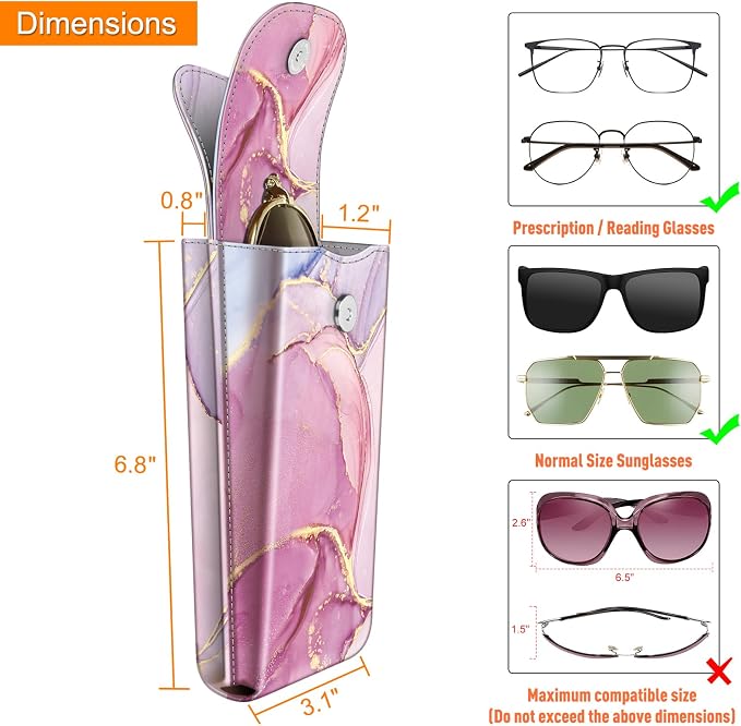 FINTIE Double Glasses Case with Carabiner Hook, Portable Vegan Leather Eyeglass Case Anti-scratch Sunglasses Pouch