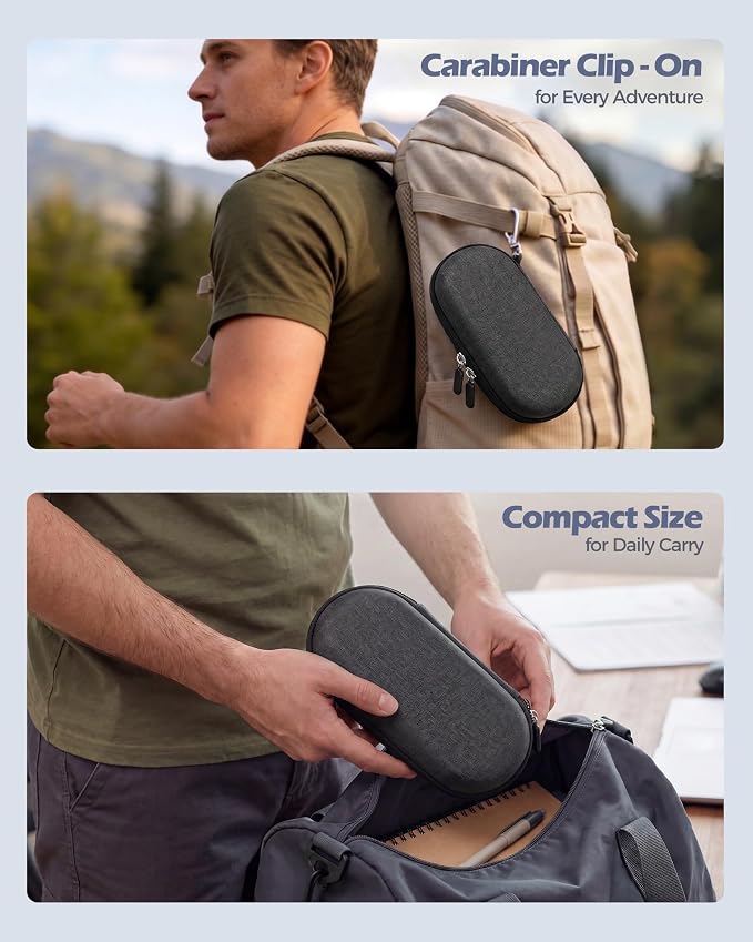 ProCase Hard Double Sunglasses Glasses Case for Men Women -Darkgrey | Hard EVA Shell Shockproof Dual Eyeglass Case with Metal Hook Velvet Lining, Travel Zipper Organizer for Couple Gifts