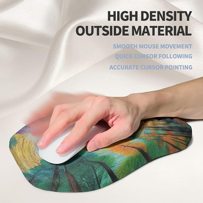 Ergonomic Raised Mouse Pad Wrist Support with Bilateral Slope Memory Foam Mousepad for Wrist Rest and Carpal Tunnel Pain Relief 11.8x7.9〃Fantasy Forest Realm