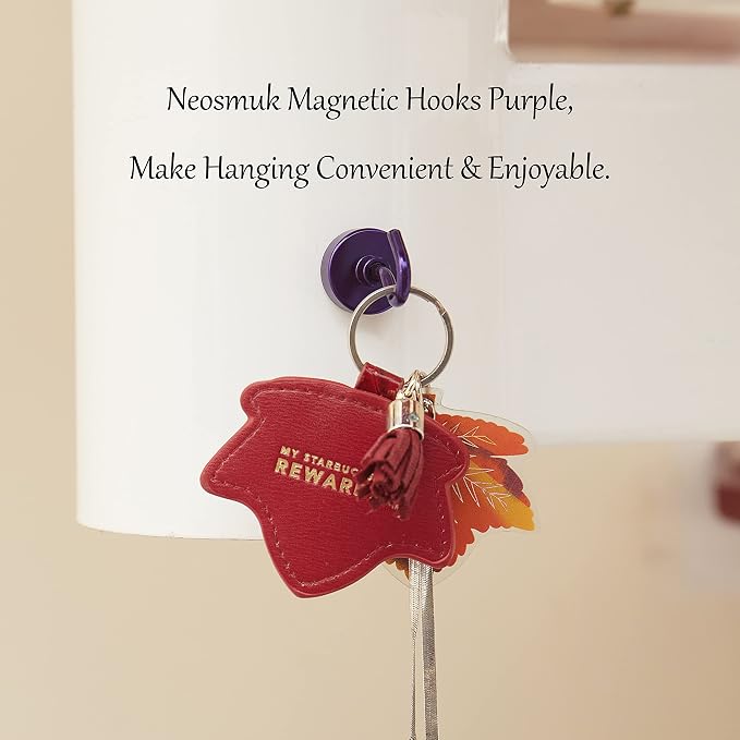 Neosmuk Magnetic Hooks, Heavy Duty 40lb+ Strong Magnet Hook for Cruise Cabins, Cruise Essentials 2026 for Hanging, Metal Wall Refrigerator Hangers (Purple, 10 Pack)