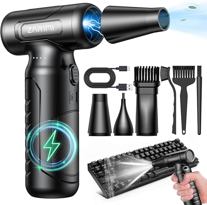 Electric Compressed Air Duster - 33,0000 RPM High-Speed Air Blower Gun, Rechargeable Mini Turbo Fan Cordless for Keyboard, PC, Car, Home & Outdoor Cleaning Dust, Replaces Compressed Air Cans