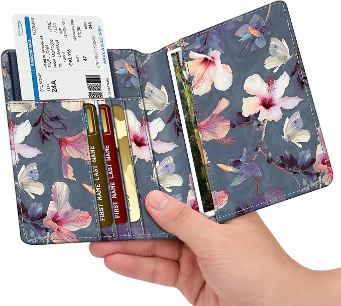 FINTIE Passport Holder, Slim Travel Wallet RFID Blocking Card Case Cover | Passport Cover Protector Essentials with Credit Card Slots, For Women/Men