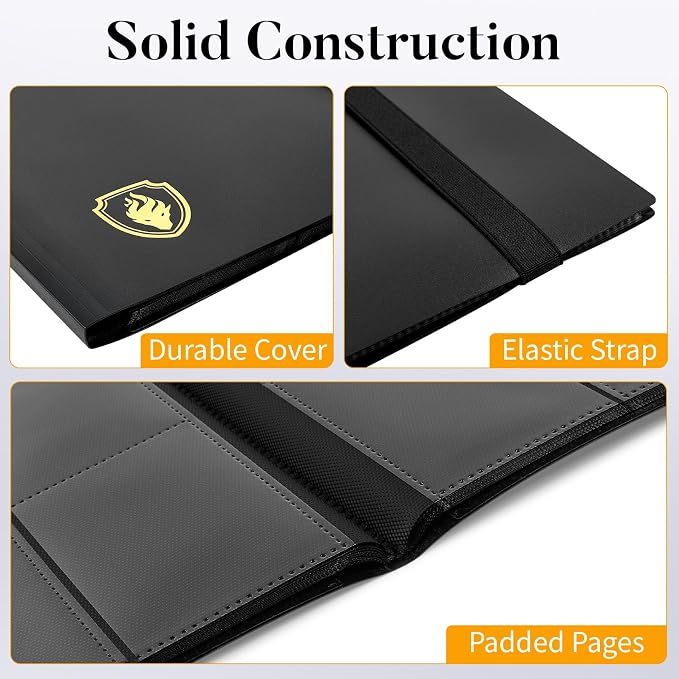 Heavy Duty Card Binder, Fabmaker 9 Pocket Trading Card Binder Holds 360 Cards, Sleek Side-Loading Card Album, Sturdy Card Collection Folder for Game Cards, Sport Cards, Red