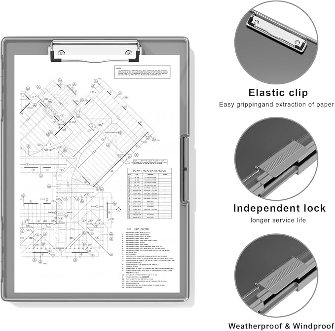Hongri Clipboard with Storage, Grey 8.5 x 11 Clip Board, Dual Compartmen | Folder Nursing Side Opening, Heavy Duty Organization Box, Smooth Writing for Teachers, Classroom, Size 13.3 x 9.4 x 1.5 in