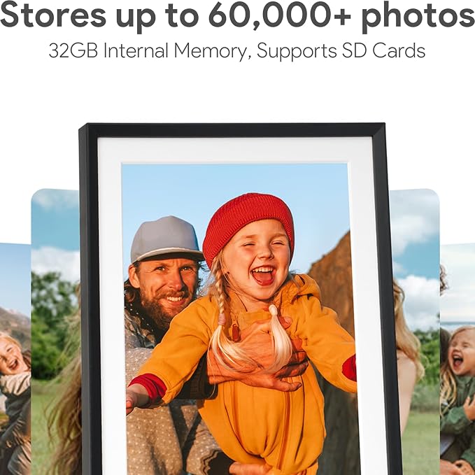 Euphro 10.1'' Digital Picture Frame with 32GB Storage, Digital Photo Frame with 1280x800 IPS Touch Screen, Share Photos/Videos and Send Best Wishes via Free App