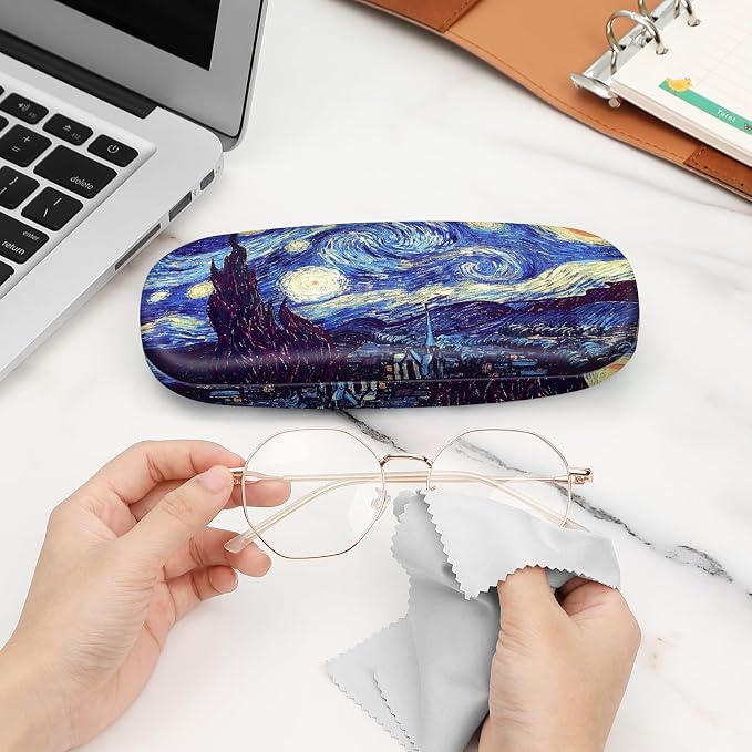 FINTIE Hard Shell Eyeglasses Case, Portable Protective Glasses Cover Eyeglass Holder Box with Cleaning Cloth for Men Women