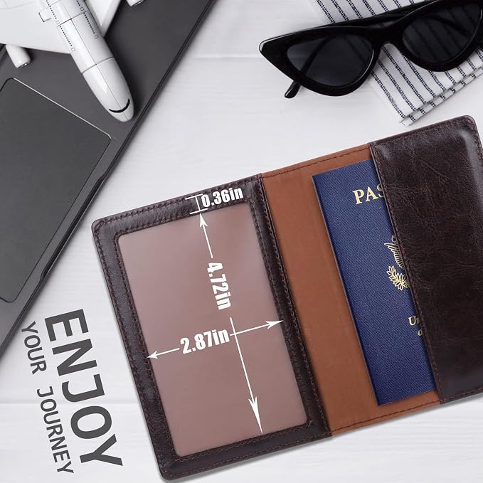 TIGARI Passport Holder for Travel Women Men, Valentines Day Gifts PU Leather Wallet Cover Case Sleeve, Waterproof Protected Document Organizer, Vacation Plane Cruise Travel Essentials