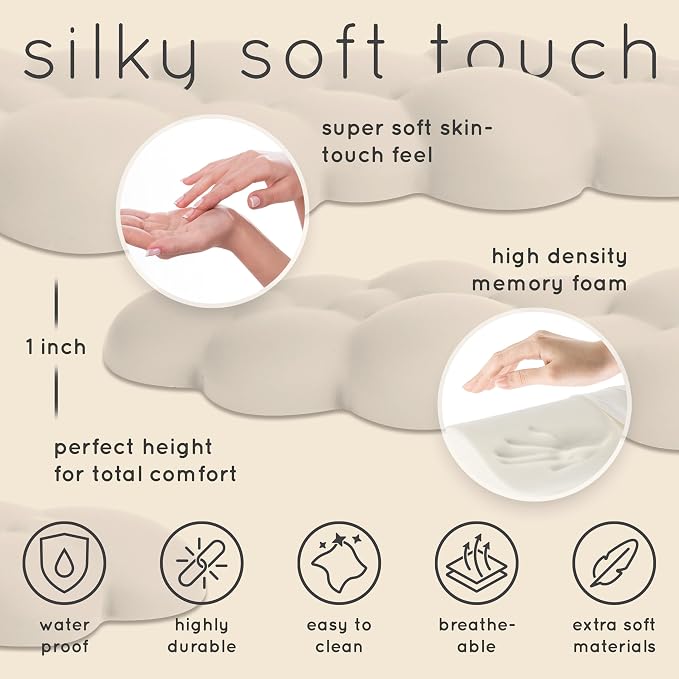 Cloud Keyboard Wrist Rest – Create-ables Qloud Cloud Wrist Rest for Computer Keyboard and Mouse, Ergonomic Memory Foam Wrist Pad with Non-Slip Base, Includes Cloud Mouse Pad – Beige