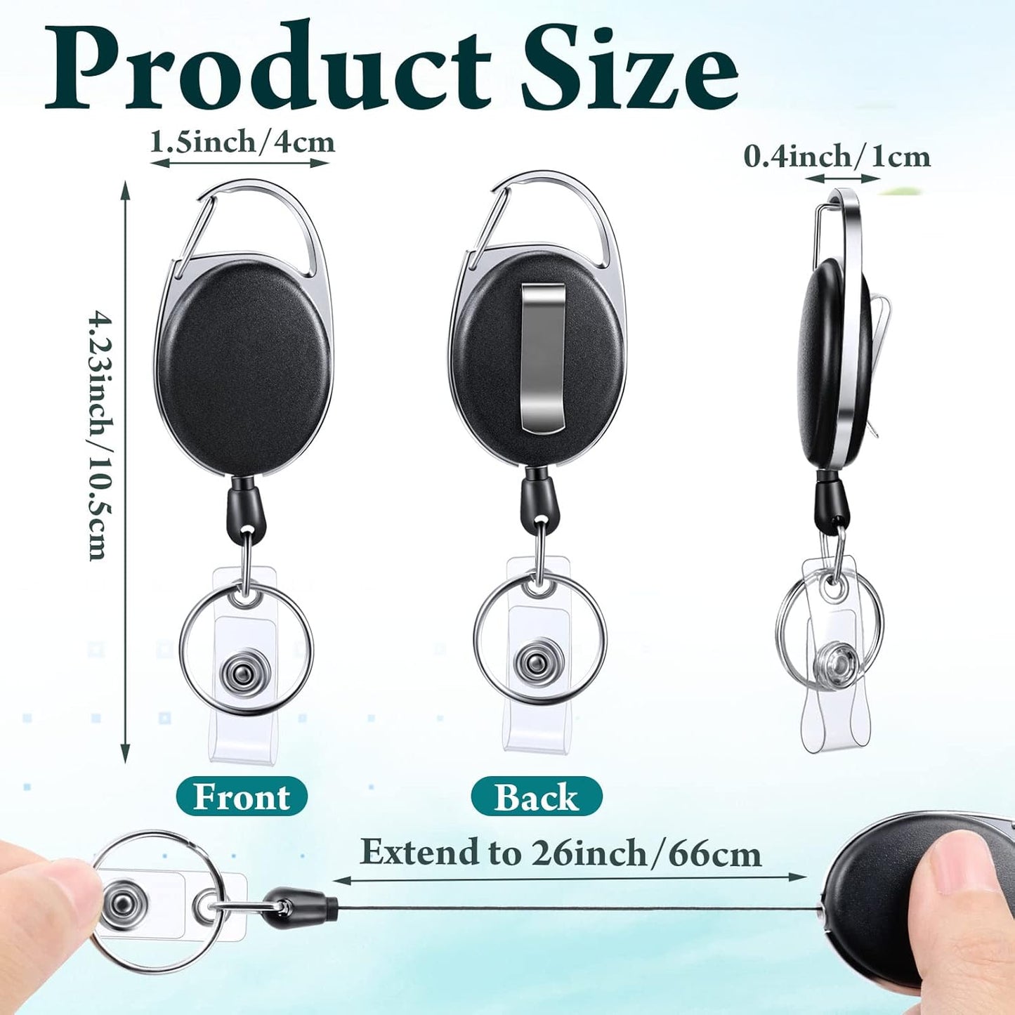 Laumoi 80 Packs Retractable ID Badge Holder Name ID Badge Reel Clips Keychain with Belt Clip and Key Ring for Office Worker Doctor Nurse Employee (Black)