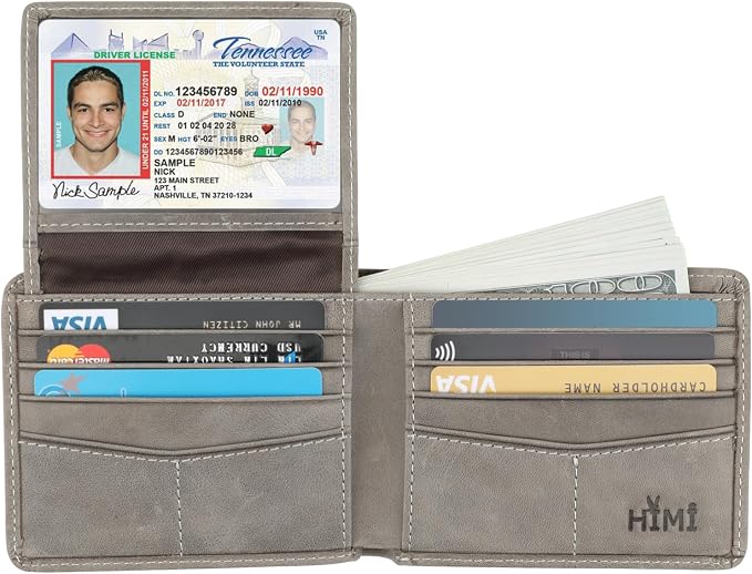 HIMI Wallet for Men-Genuine Leather RFID Blocking Bifold Stylish Wallet With 2 ID Window