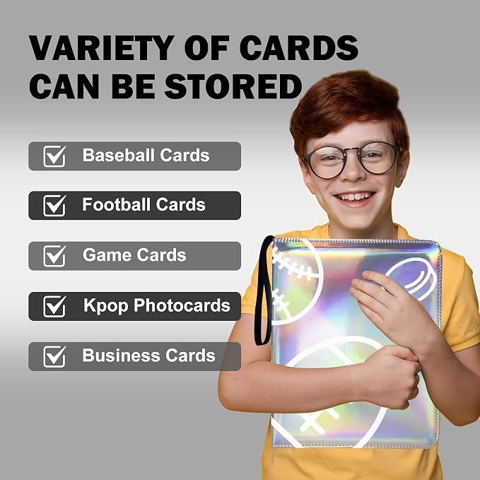 900 Pockets Sports Card Binder, Portable Waterproof Storage Bag with Removable Sleeves for Baseball Football Basketball Hockey Cards 2025 2026 Collectors