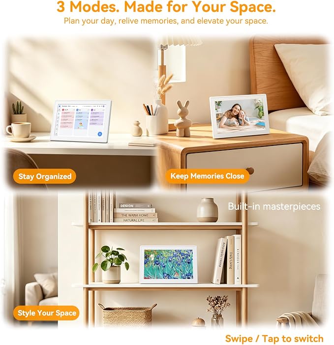 Digital Calendar 10.1-inch, 3-in-1 Electronic Smart Calendar, Photo Frame & Art Gallery WiFi Personal Planner No Subscription Meal Planner Lists & Tasks Ideal Gift for Mom Dad Family Friends