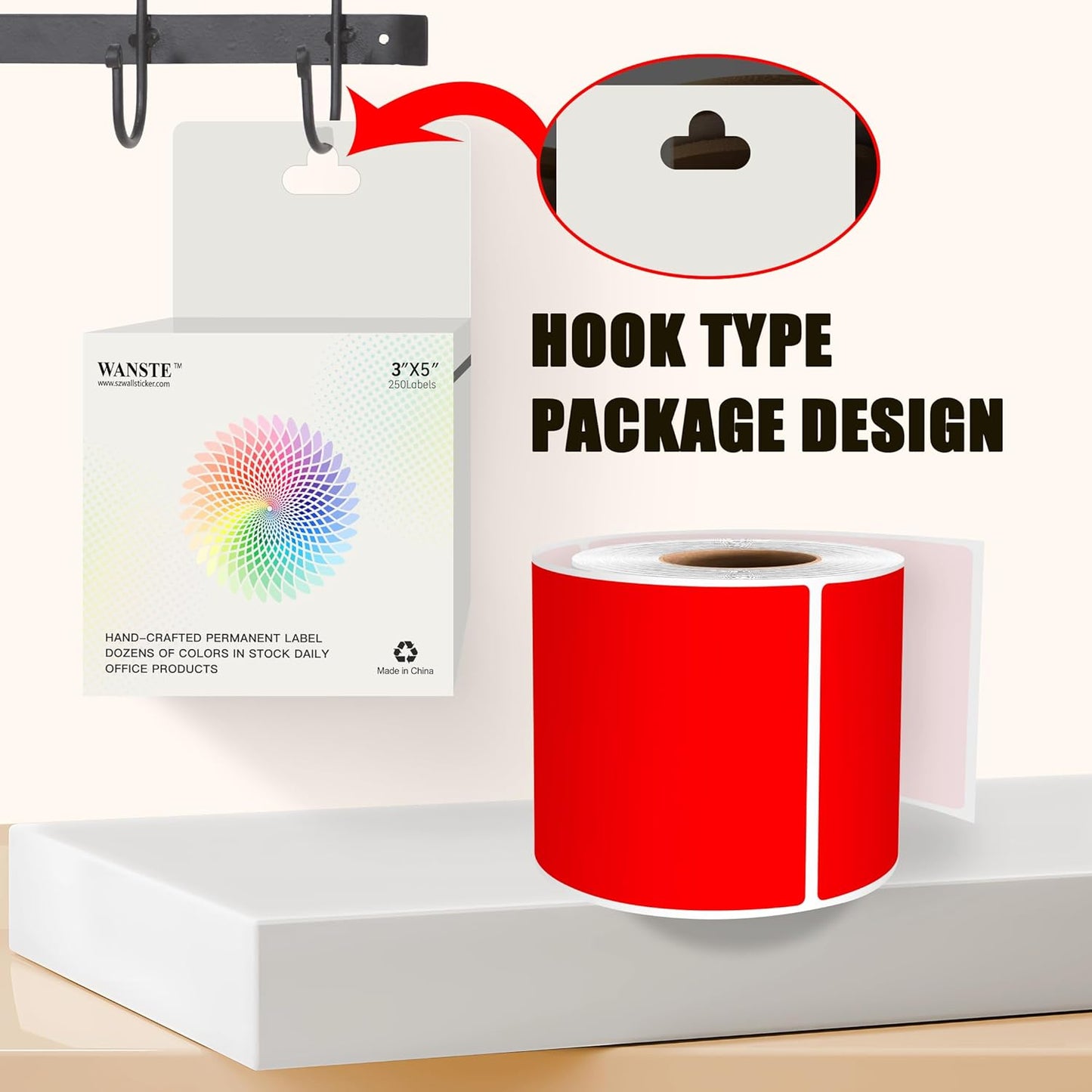 3 x 5 Inch 250Pcs Rectangle Color Coding Stickers,Strong Adhesion, Easy to Write for Organization,Inventory,Business Labeling,Red