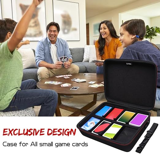 LTGEM Card Game Case Fits 2300+ Cards Compatible with Cards Against Humanity/Magic the Gathering/UNO/Pokemen/Baseball/Football Cards with 6 Moveable Dividers (2 Row) - Black