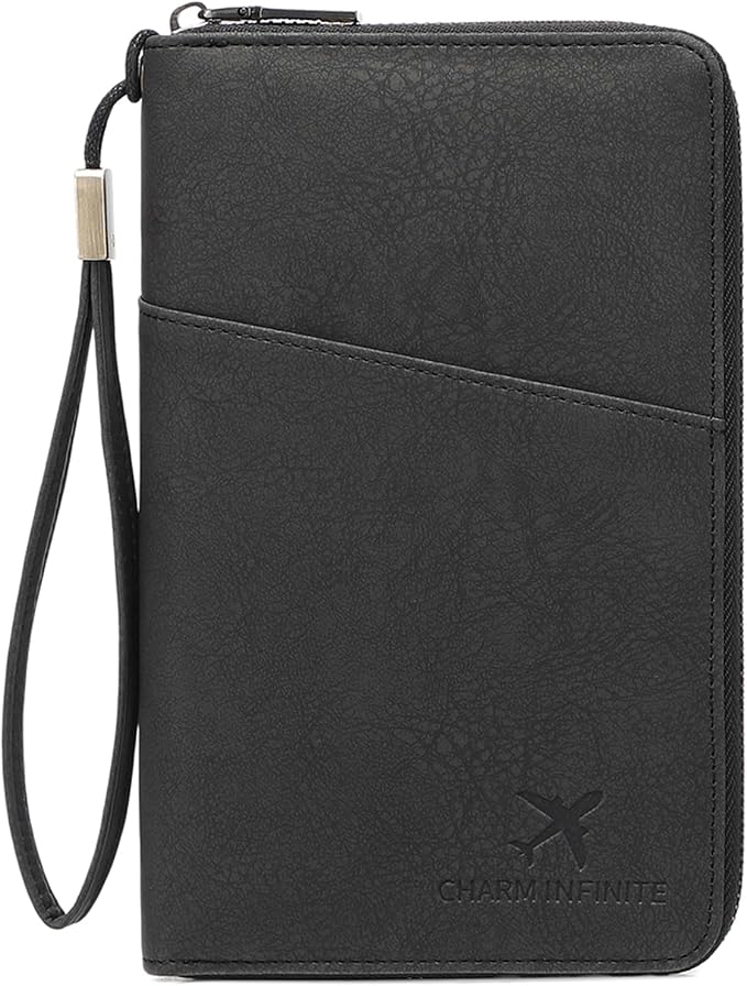 Family Passport Holder for Travel Women and Men RFID Blocking Passport Holder with Zipper Multi-functional Passport Wallet Passport Case Passport cover Travel Essentials
