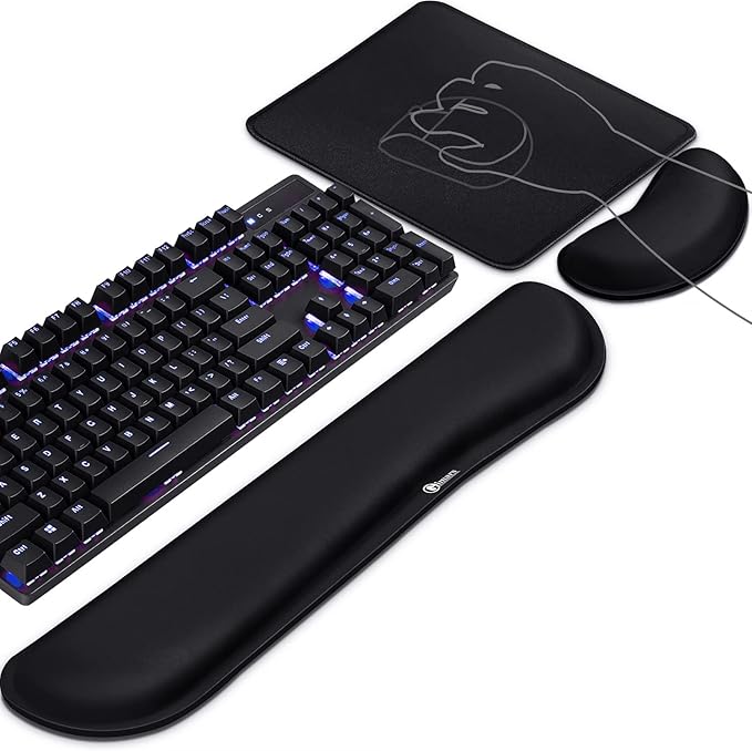 Gimars 3Pcs Memory Foam Keyboard Wrist Rest, Mouse Pad Wrist Support for Easy Typing Pain Relief, Ergonomic, Comfortable Keyboard Mouse Pad Set for Computer, Laptop, Home & Office