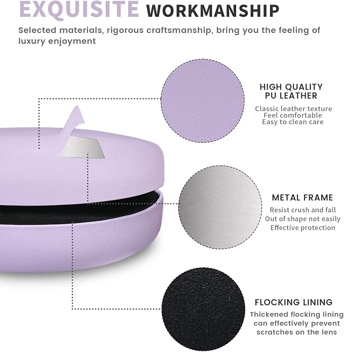 molshine Hard Shell Sunglasses Case,Classic Large Glasses Case for Sunglass,Eyeglasses with Cleaning Cloth,Pouch