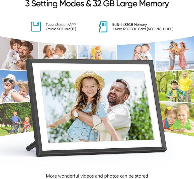 ARZOPA Digital Picture Frame 15.6" Large WiFi Digital Electronic Photo Frame with 32GB Storage, 1920x1080 FHD Touch Screen, Auto-Rotate, Share Photos or Videos Instantly via Frameo