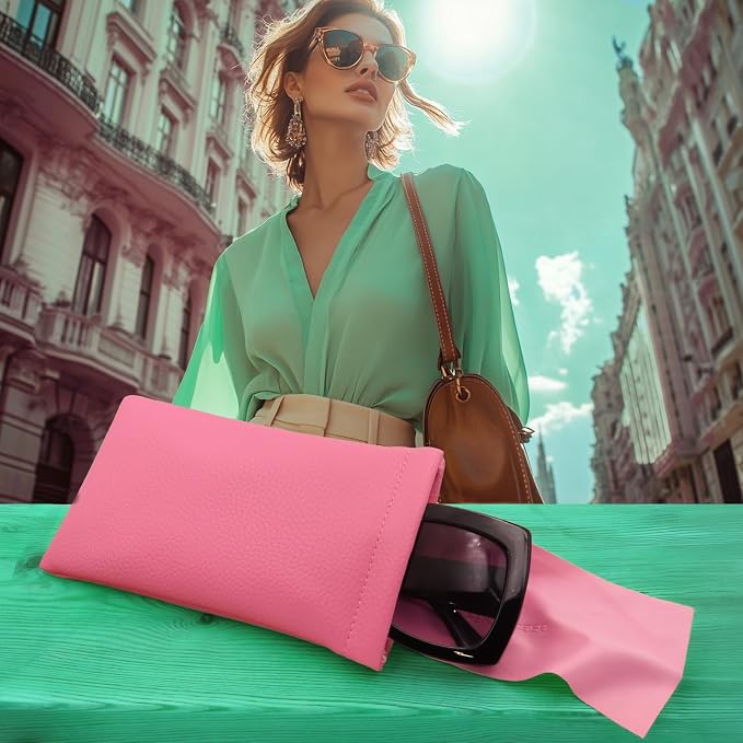 Soft Sunglasses case | Large Glasses Case Holder - Eyeglass Pouch Squeeze Top | Glasses pouch Lightweight Extra Layers