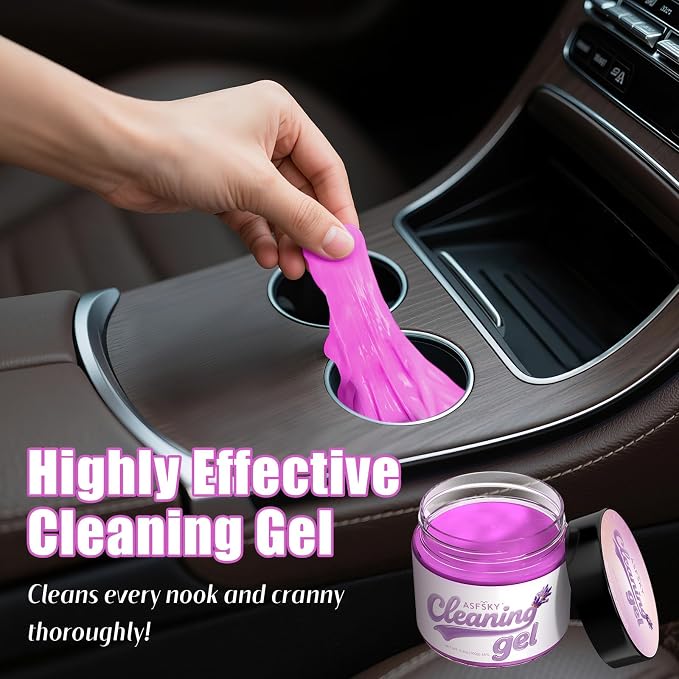 ASFSKY Car Cleaning Gel, Lavender | Cleaning Putty for Car Interior, Keyboard Dust Remover, Universal Cleaning Gel, Purple, 1 Pack