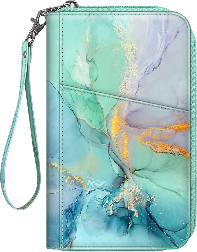 FINTIE Family Passport Holder Wallet Travel Document Organizer Clutch Bag | RFID Blocking Credit Cards Case Cover for Women Men