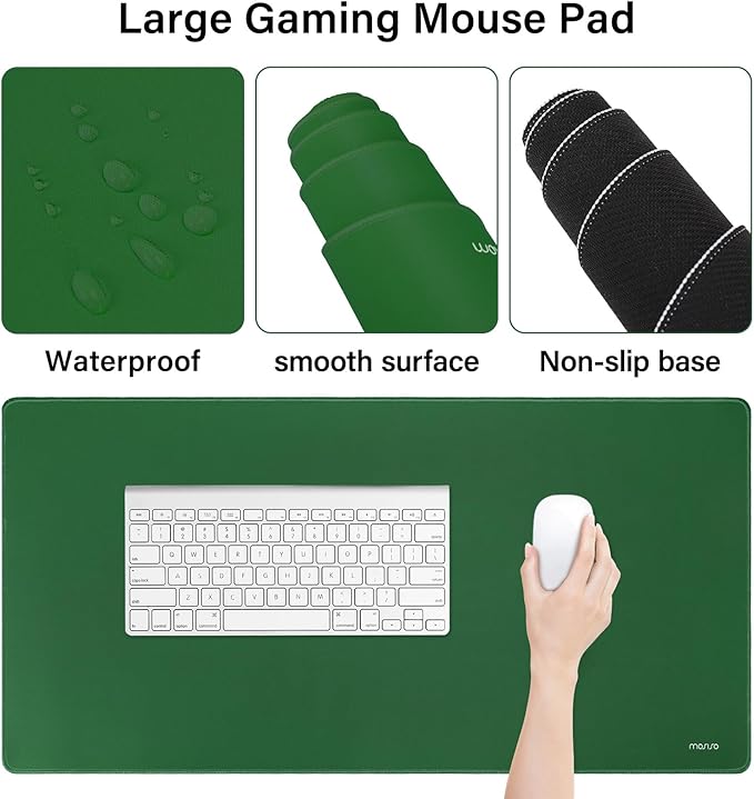 MOSISO Keyboard Mouse Pad Set, Large Gaming Mousepad&Keyboard Wrist Rest&Mouse Wrist Rest&Coaster, Ergonomic Non-Slip Mousepad&Easy Typing Cushion with Memory Foam for Home Office, Jungle Green