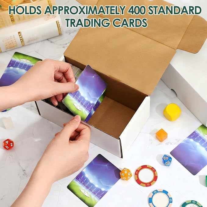 Yexiya 60 Pcs 400 Count Trading Card Storage Box Cardboard Baseball Card Storage Box Collectible Cases for Sports Gaming Cardboard Game Collecting Holder Supplies (White)
