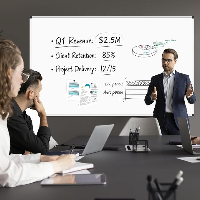 XBoard Magnetic Dry Erase Board 96 x 48 Inches, 8' x 4' Aluminum Framed Whiteboard, Presentation White Board for Office, School, Homeschool (Pack of 2)