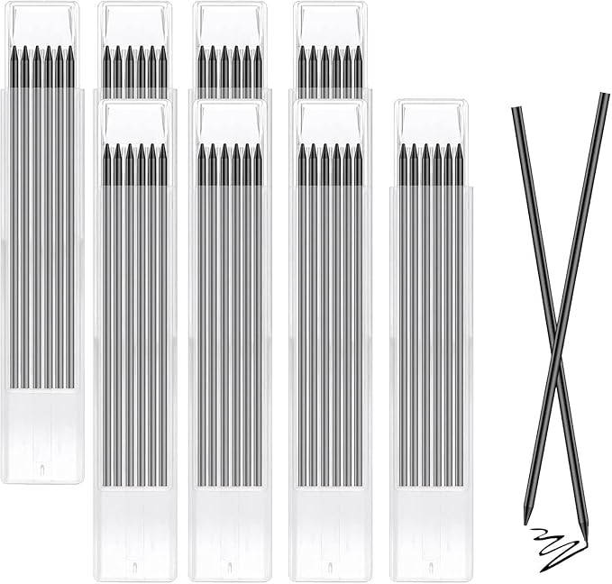 TuTuYa 48 Pencil Refills Black, 2.8mm Deep Hole Marker Lead-Rrefills ﻿ ﻿ | Waterproof Replacement, Long Reach/Deep Hole/Long Nose for Architect Carpenter Woodwork Construction Building