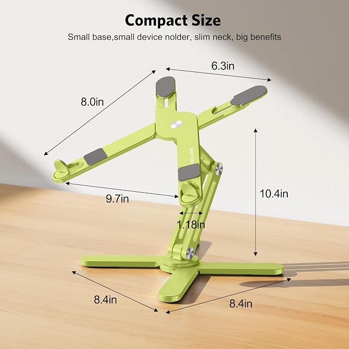 OMOTON LA10 360° Rotating Laptop Stand Riser Foldable for Desk, Citron | Aluminium Aolly, Adjustable Height Angles, Collaborative Work, Easy Storage, Fits Laptops up to 17", for MacBook Pro/Air HP