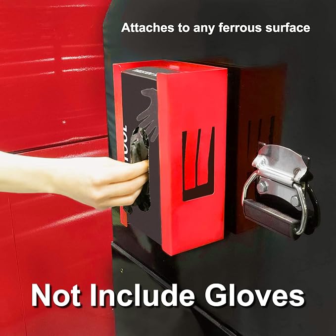 CASOMAN Magnetic Glove/Tissue Dispenser, 8LBS Capacity, Red Glove Dispenser Wall Mount, Glove Box Holder for Wall Mount, Magnetic Glove Box Holder, Not Include Gloves