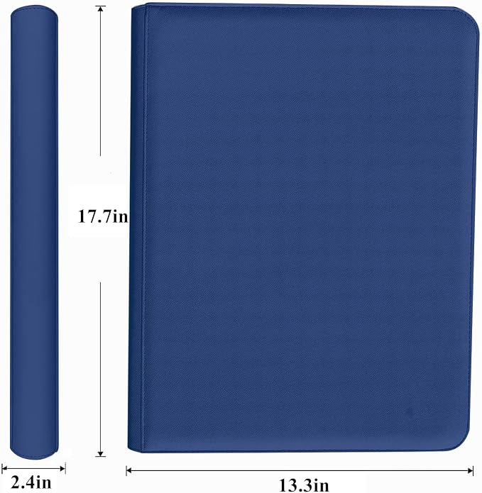 Trading Card Binder 16 Pocket, 1664 Pockets Ringless PU Cover Card Collection Binder, Double Sided Card Binder Collector Album, Card Folder for MTG, TCG, Sports Cards, Game Card (Blue, 16Pockets)