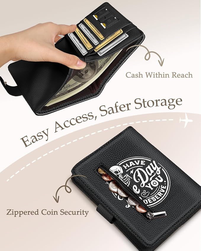 Slohif Airtag Passport Holder Cover Wallet Case for Travel Women - Leather RFID Blocking Passport Book Multiple Personalized Organizer Slim Portable Carrier Card Slots Protector Sleeve Stamp