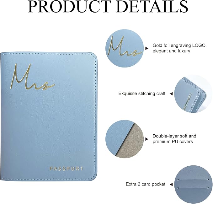 Mr&Mrs Gifts Matching Passport Covers for Mr and Mrs Honeymoon Essentials | Mr and Mrs Passport Holders，Engagement Gifts for Couples, Travel Essentials, Gift for Newlywed, Bride and Groom Gifts