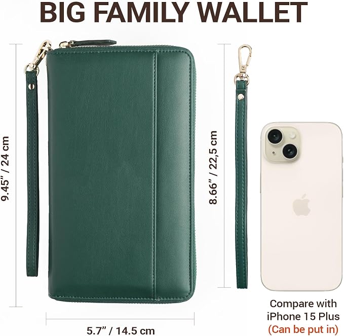 Travel Document Organizer - RFID Passport Wallet Case Family Holder Id Wristlet