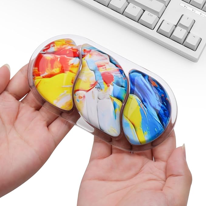 Keyboard and Mouse Wrist Rest, Silicone Gel Ergonomic Mouse Pad with Wrist Rest Set, Gaming Mousepad Arm Cushion Support for Computer Office Desk Accessories (Clear Gel Colorful - 2)